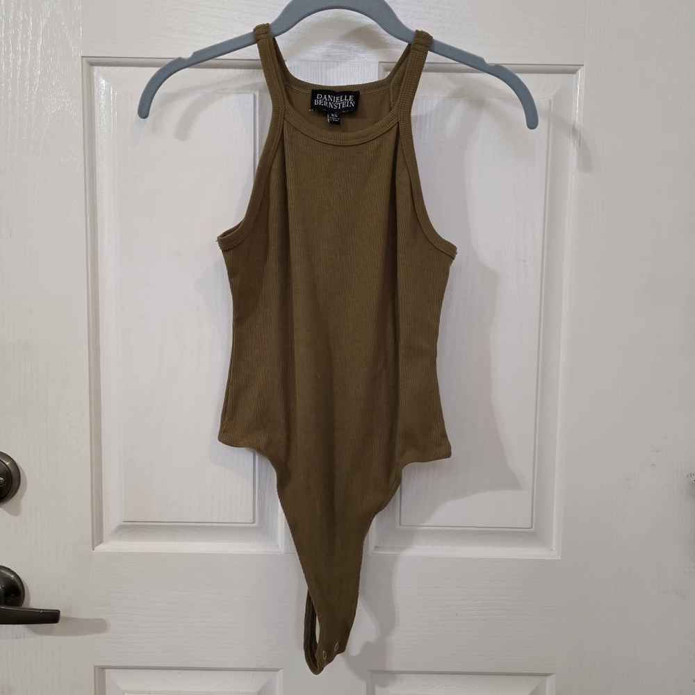 DANIELLE BERNSTEIN Camel Sleeveless Bodysuit